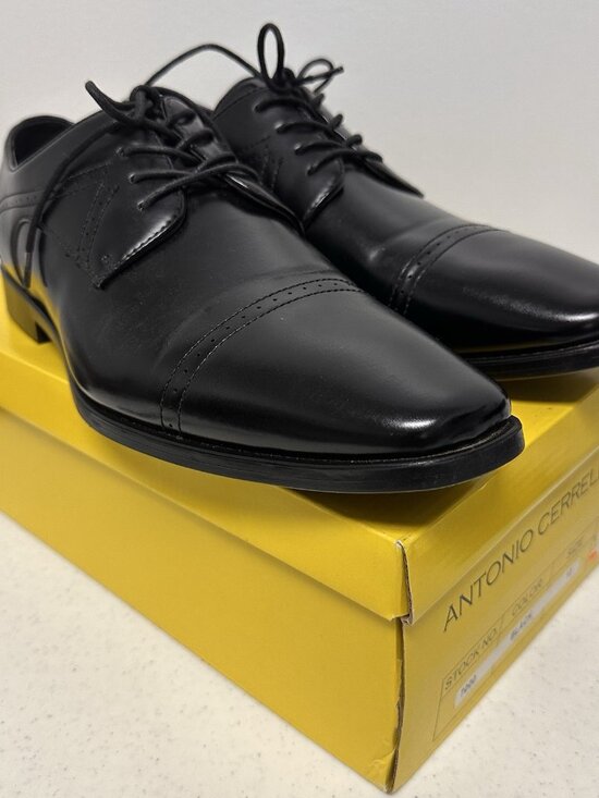 Antonio Cerrelli Black Oxford Dress Shoes Mens Size 13 Lace Up Faux Leather